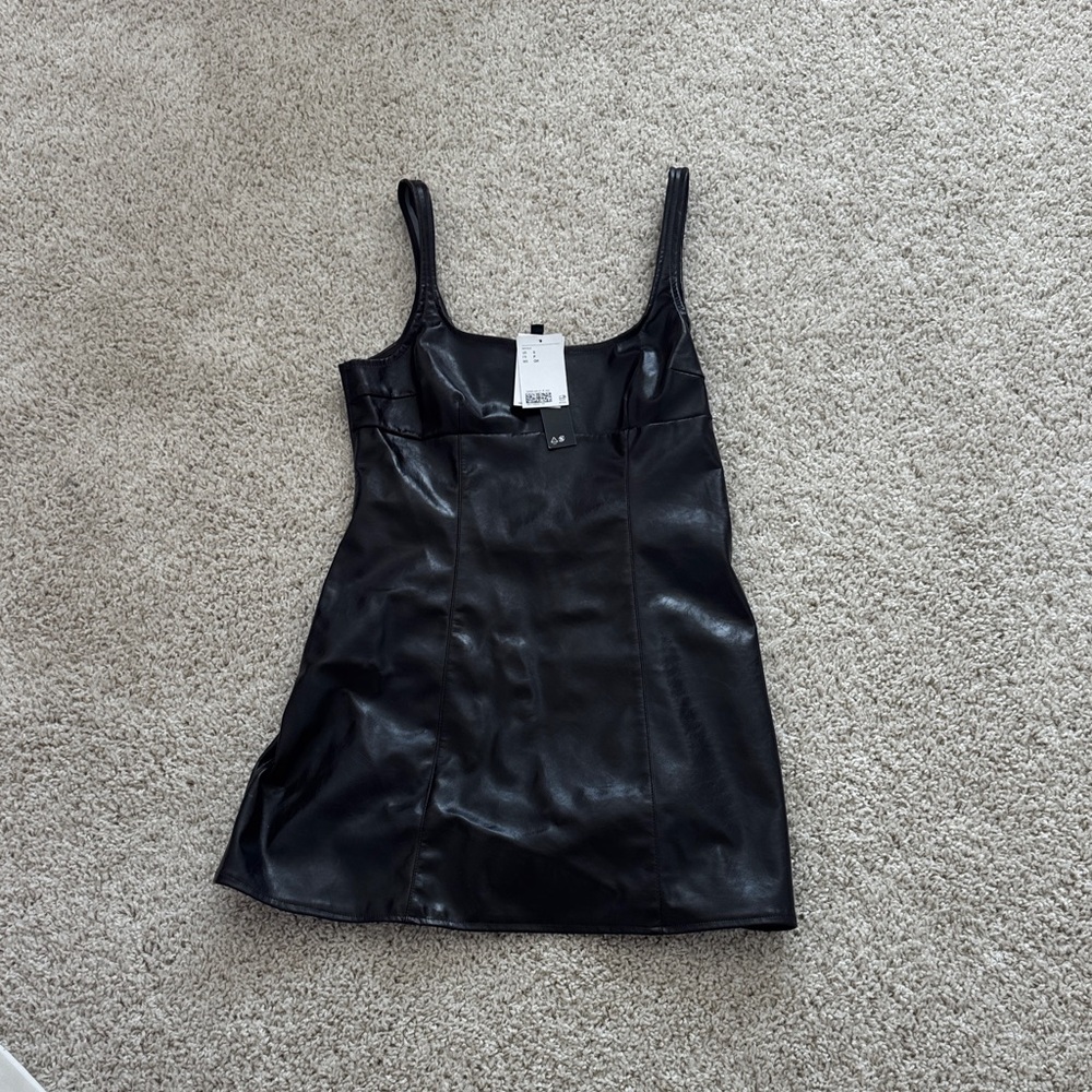 Zara vegan leather Mini Dress